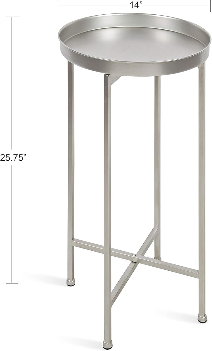 Kate and Laurel Celia Round Metal Foldable Accent Table - Image 3
