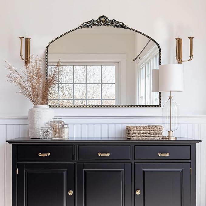 G-LEAF Vintage Baroque Mirror 40"X30", Victorian Antique Farmhouse Mantel Mirror - Image 2