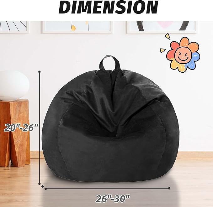 2FT Bean Bag Chair with Ultra Soft Velvet Cover Bean Bag Sofa with Memory Foam - Image 3