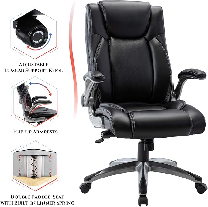 COLAMY Ergonomic Office Chair, High Back Leather Desk Chair - Image 4