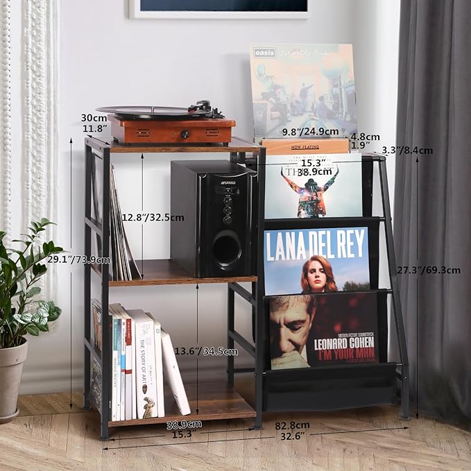 Record Player Stand, 3-Tier Vinyl Record Storage, Turntable Stand - Image 6