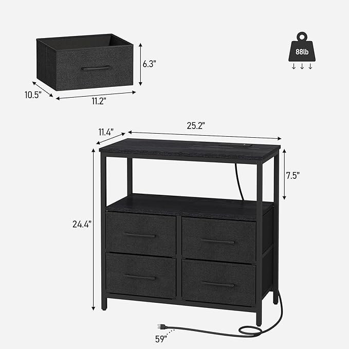 TUTOTAK LED Night Stand with Charging Station, Large Nightstand with USB and - Image 3