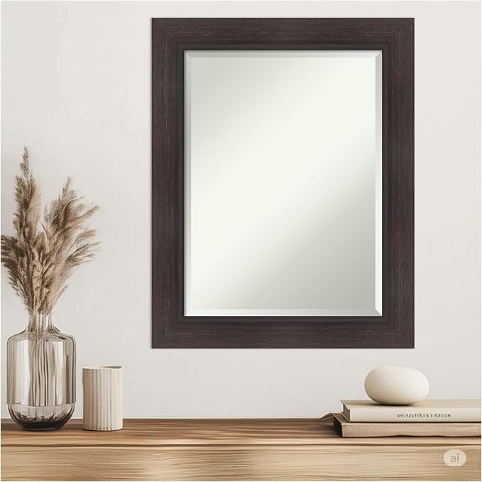 Amanti Art Brown Wall Mirror 30x24 Sloped Espresso Rectangle Bathroom Mirror - Image 7