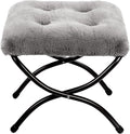 HollyHOME 15" Folding Footrest Stool, Upholstered Small Foldable Ottoman by HollyHOME