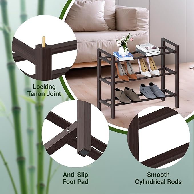 Haddockway Bamboo Shoe Rack for Closet, Free Standing Shoe Organizer - Image 8