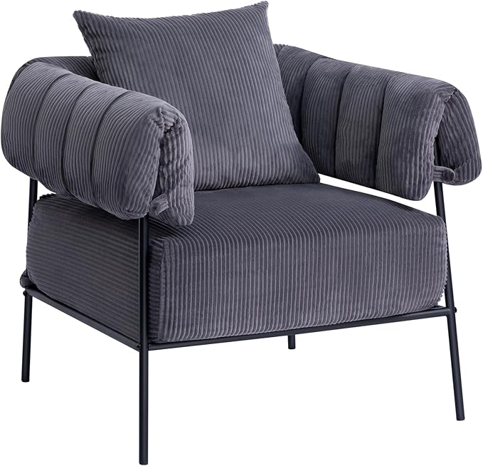 HollyHOME Modern Velvet Accent Chair, Upholstered Comfy Reading Chair, Fabric by HollyHOME