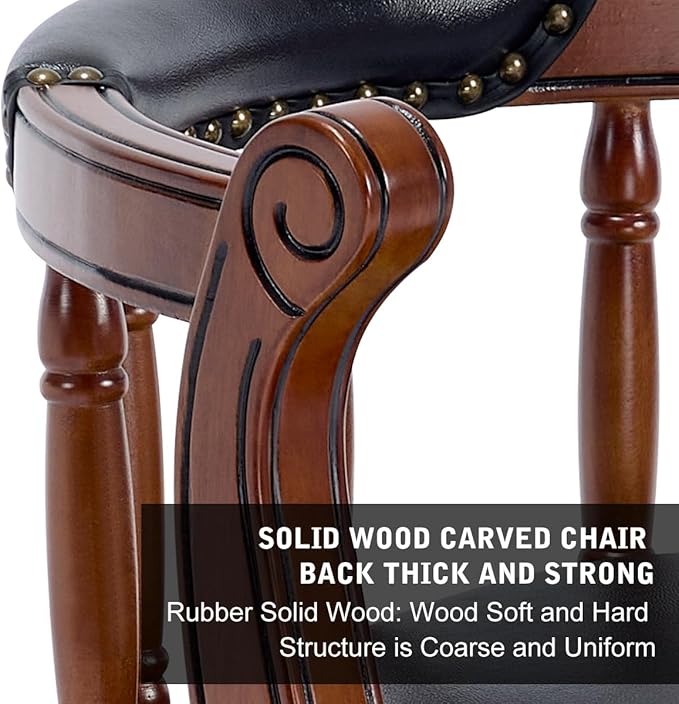 Cow top Leather Wooden Bar Stools, 360 Degree Swivel Bar Height Chair - Image 4