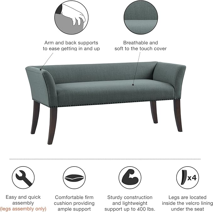 Madison Park Accent Bench, Upholstered - Image 6