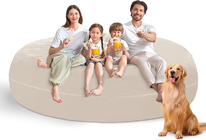 7FT Bean Bag Chair with Ultra Soft Velvet Cover Bean Bag Sofa with Memory Foam by Unknown