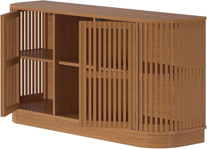 Plank+Beam Contour Wood TV Stand, Two Door Solid Wood Entertainment Console - Image 9
