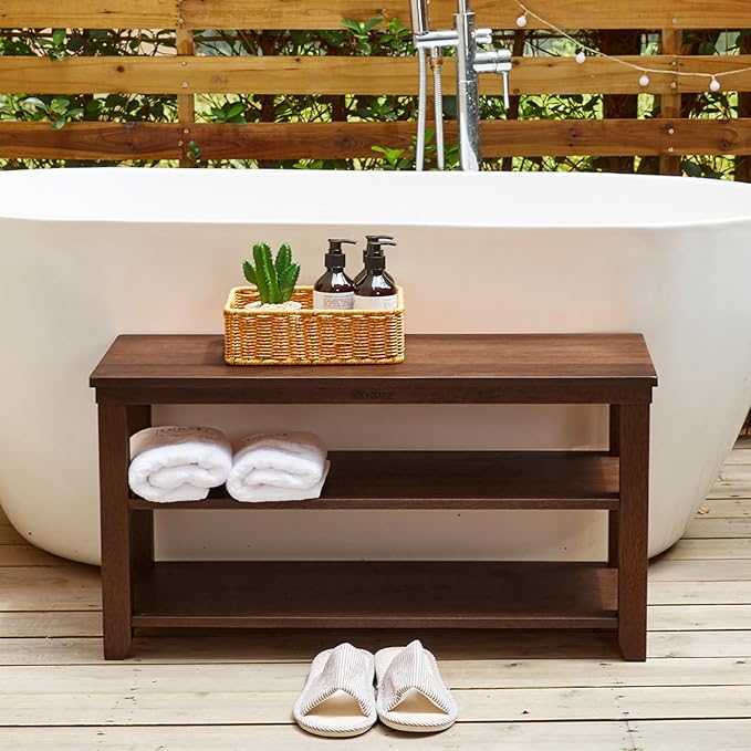 Shoe Rack Bench, 2-Tier Wood Heavy Duty Shoe Organizer Shelf - Image 8