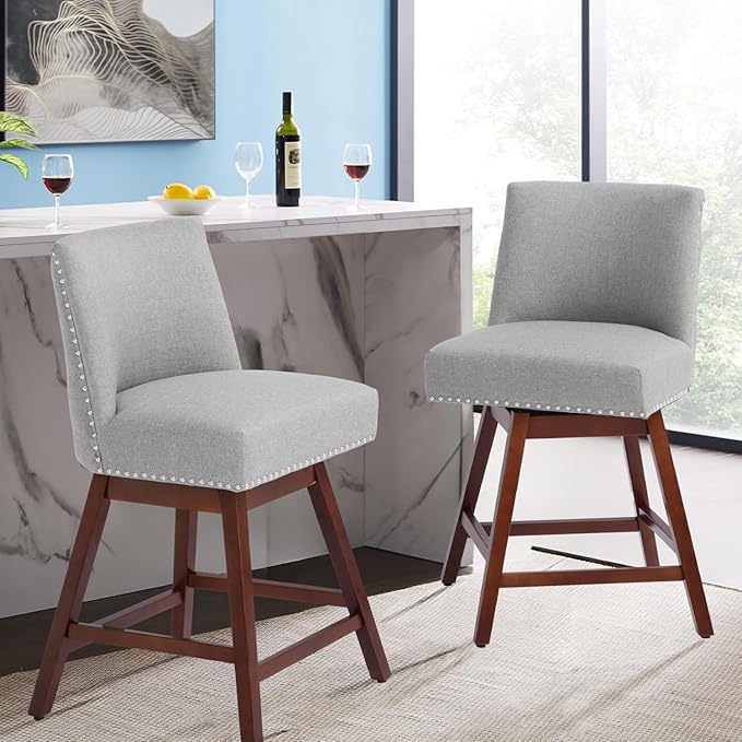 Counter Height Barstools Set of 2, 360° Swivel Bar Stools - Image 7