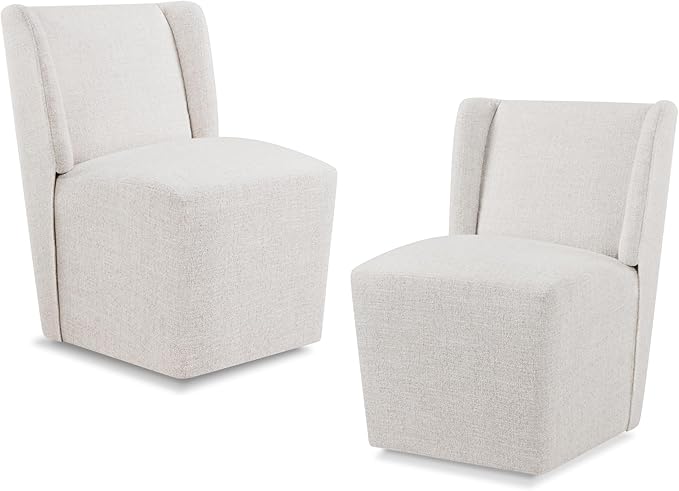 Upholstered Dining Chair with Casters Wingback Modern Side Armless Deskchair by Kislot