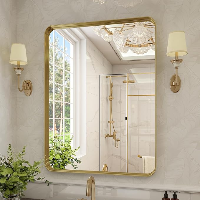 Bathroom Mirror 24x36 inch, Modern Round Corner Bathroom Vanity Mirror - Image 2