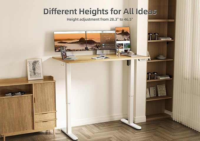 Claiks Bamboo Electric Standing Desk, Adjustable Height Stand up Desk, 55x24 - Image 5