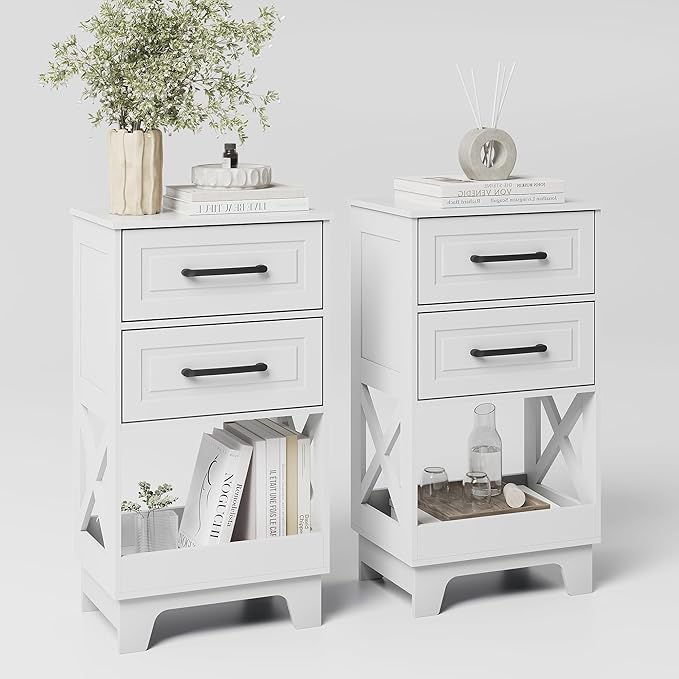 Tall Nightstand Set of 2 Side Table by ZYKZYKHOME