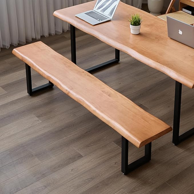 Stylish Brown Wooden Long Bench - Image 5