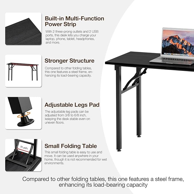 TEMI Long Computer Desk Folding Table - Image 8