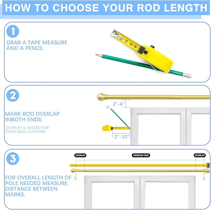 Curtain Rods for Windows 16 to 120 Inches, Curtain Rod Max Adjustable Length of - Image 5