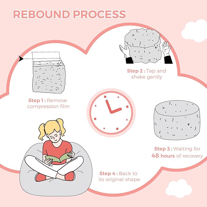 MAXYOYO Bean Bag Chair for Kids, Cloud Pattern Lazy Chair - Image 7