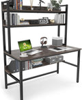Aquzee Desk with Hutch Bookshelves, Computer Desk with 3 Tiers Storage Shelves by Aquzee