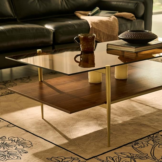 AGV LIGHTING Tadio Large Glass Coffee Table, Mid-Century Modern Coffee Table - Image 6