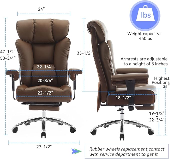 Big and Tall Ergonomic Office Chair 450LBS - Image 2