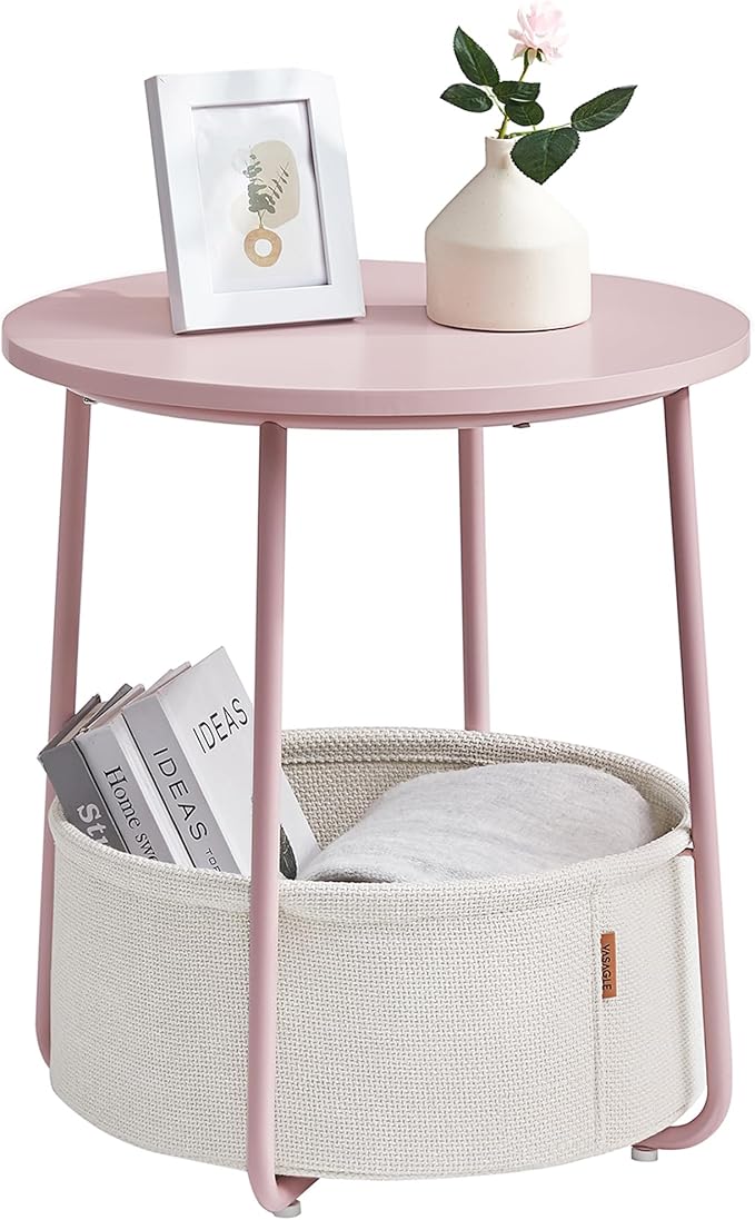 VASAGLE Small Round Side End Table, Modern Nightstand by VASAGLEbySONGMICSHOME