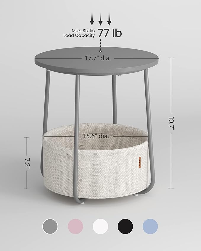 VASAGLE Small Round Side End Table, Modern Nightstand - Image 2