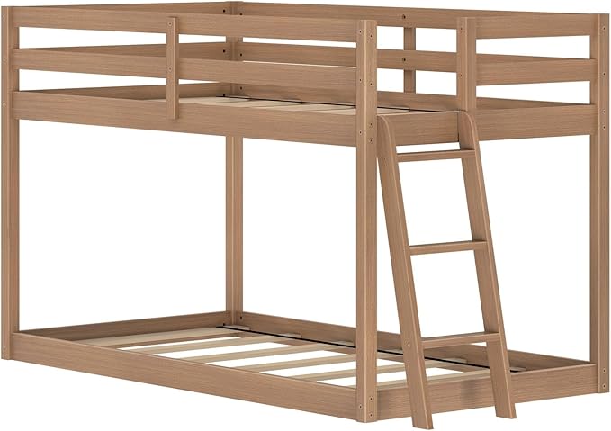 Grain & Grove Bear Twin Over Twin Bunk Bed, Low Bunk Bed Frame - Image 4
