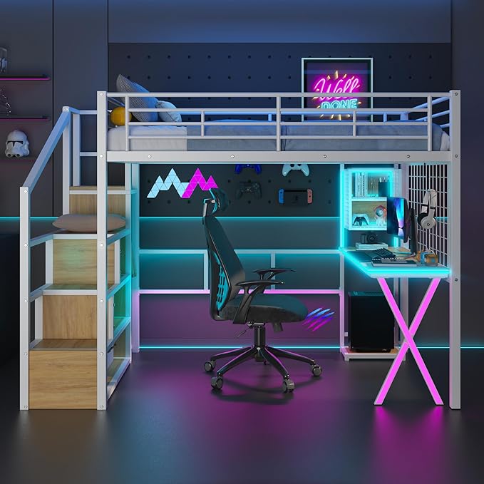 Merax Full Size Metal Loft Bed - Image 3