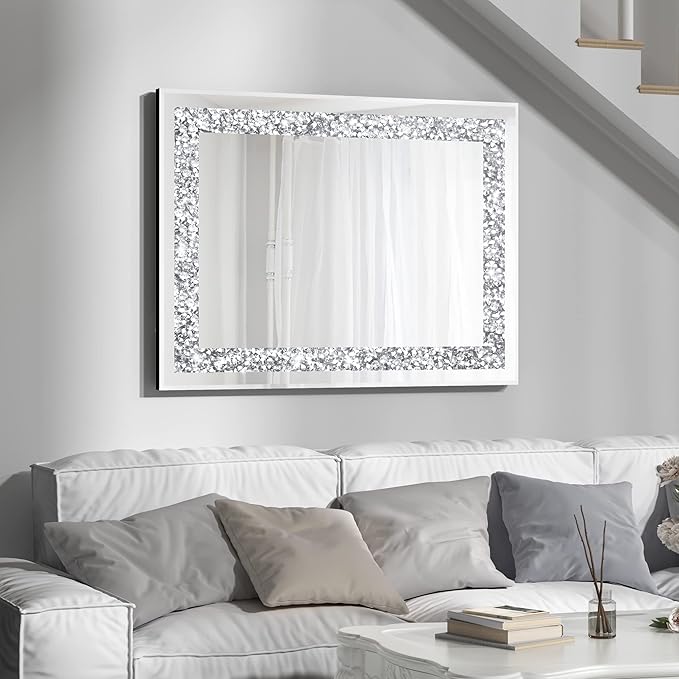 Crystal Decorative Mirror-36 x24 Gorgeous Silver Mirror, Crush Diamond Mirror - Image 7