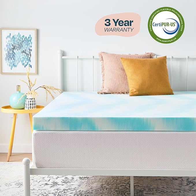 Linenspa 4 Inch Gel Swirl Memory Foam Mattress Topper – Cooling Gel Infused – - Image 6