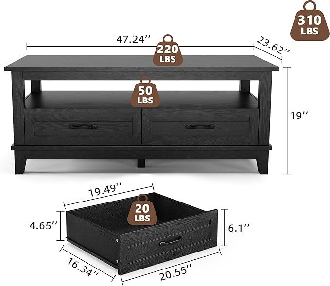 GarveeHome Farmhouse Coffee Table - Image 2