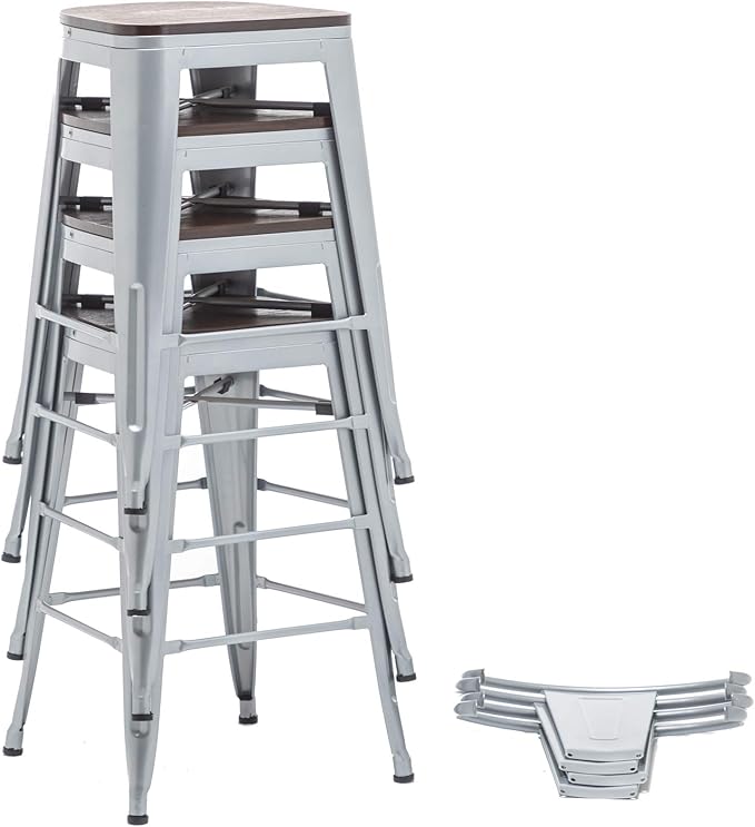 Yongqiang 30 inch Bar Stools Set of 4 Farmhouse Bar Height Stools High Back - Image 9