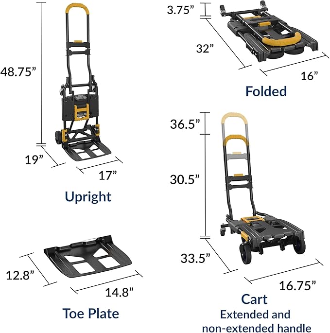 COSCO 12225YGB1E 2-in-1 Folding Hand Truck, 300 lb. Capacity - Image 9