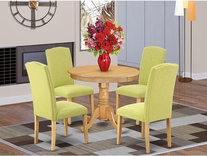 East West Furniture ANEN5-OAK-07 5 Piece Kitchen Table Set - Image 6