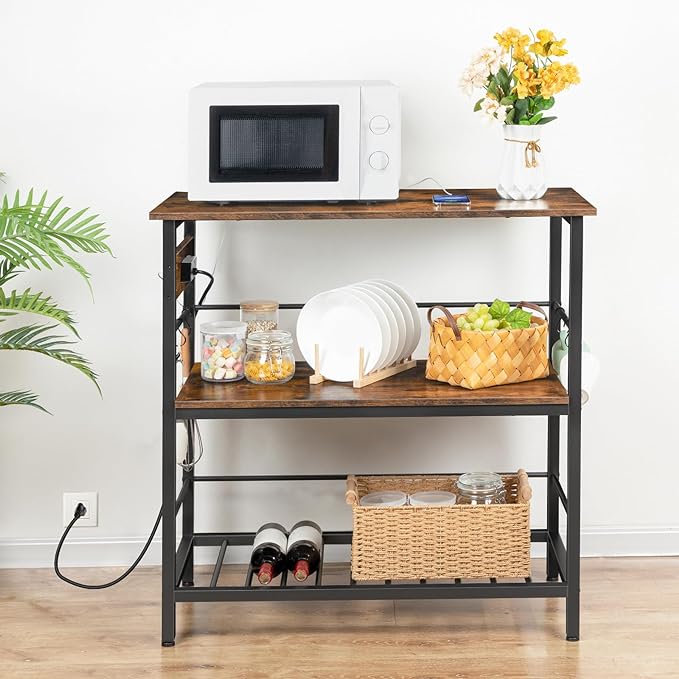 HOOBRO Kitchen Island with Storage, Kitchen Island Table with Power Outlet - Image 4
