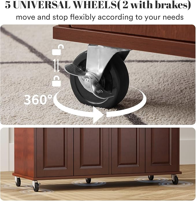 Rovibek Kitchen Island On Wheels Rolling Islands - Image 5