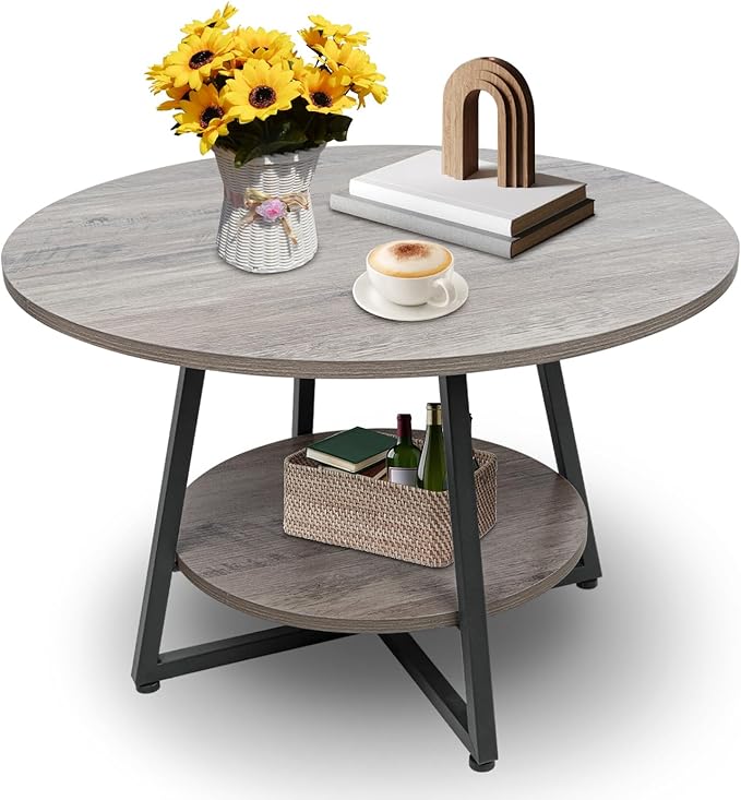 Round Coffee Table, 2-Tier Circle Coffee Table - Image 6