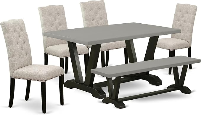East West Furniture V697EL635-6 6 Piece Dining Table Set Contains a Rectangle by EastWestFurniture