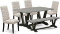 East West Furniture V697EL635-6 6 Piece Dining Table Set Contains a Rectangle by EastWestFurniture