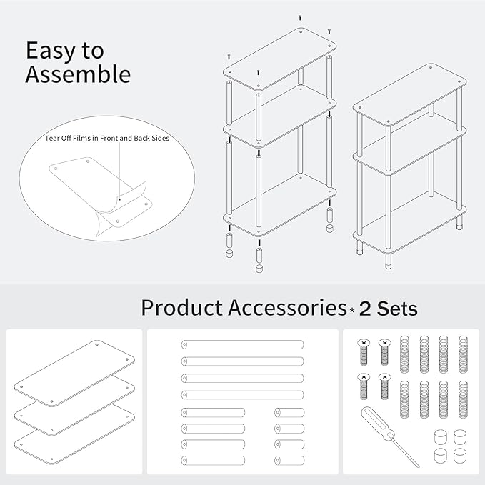 Clear Acrylic Narrow Side Table Set of 2 - Image 5