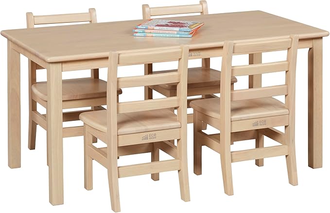 ECR4Kids 24in x 48in Rectangular Hardwood Table and Chair Set, 12in Seat Height - Image 3