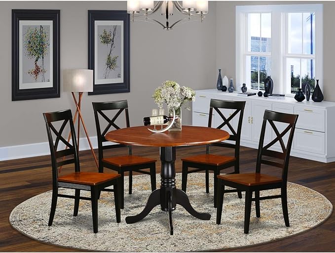 East West Furniture DLQU5-BCH-W 5 Piece Dining Room Furniture Set Includes a - Image 7