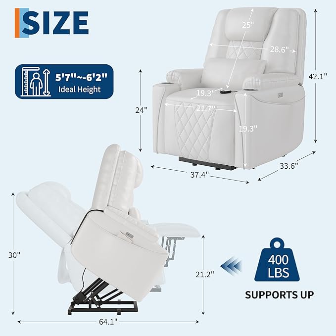 IDEALHOUSE Electric Power Lift Recliner Chair Sofa, Power Lift Chair - Image 2