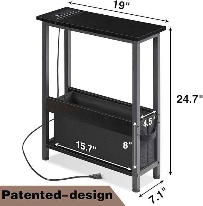 Slim Charging End Table with Storage - Image 8