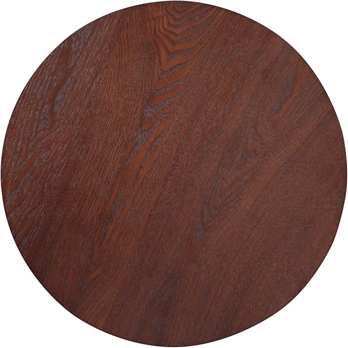 Walnut Pedestal Side Table 16.93'' Dia, Mid Century Modern Farmhouse Accent End - Image 5