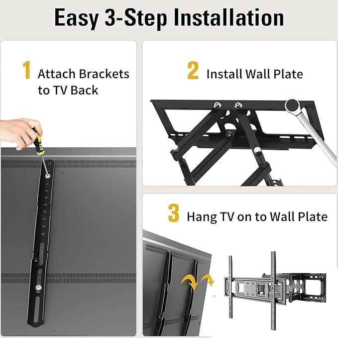 Full Motion TV Wall Mount for 37-80" TVs, Cold-Rolled Steel, VESA 200x200 to - Image 6