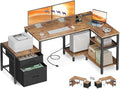 Casaottima L Shaped Desk with Drawers & File Cabinet, Reversible Computer Desk by Casaottima